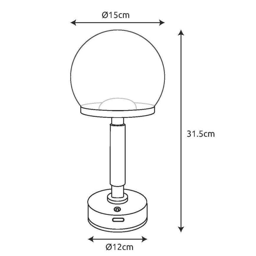 Globo - LED prigušiva punjiva dodirna stona lampa LED/2,5W/5V 1800mAh 2700/4000/6500K crna