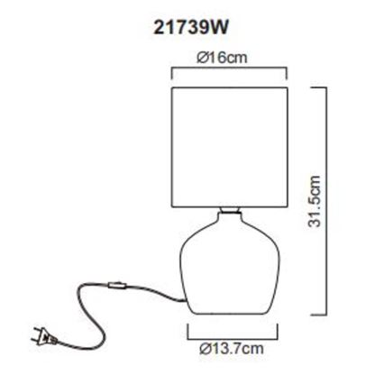 Globo - Stona lampa 1xE14/40W/230V bela
