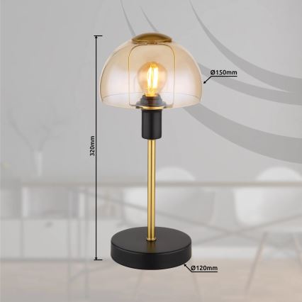 Globo - Stona lampa na dodir 1xE14/25W/230V crna/zlatna