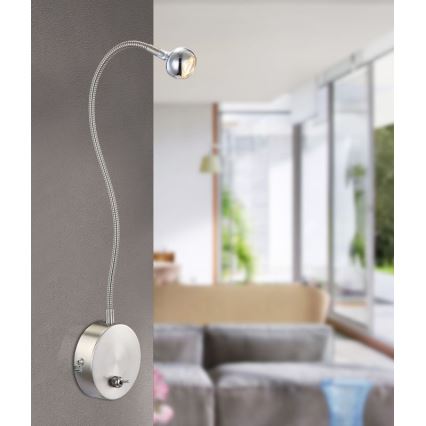 Globo - fleksibilna LED lampica LED/3W/230V, sjajni hrom