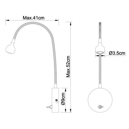 Globo - fleksibilna LED lampica LED/3W/230V, sjajni hrom