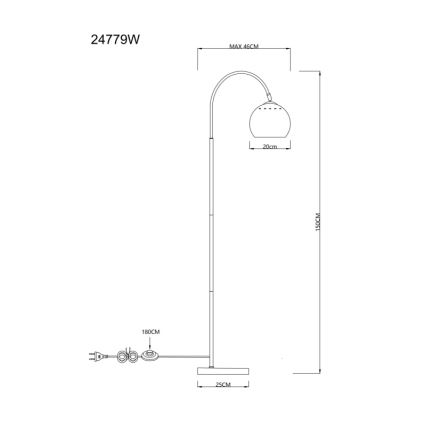 Globo - Podna lampa 1xE27/60W/230V bela