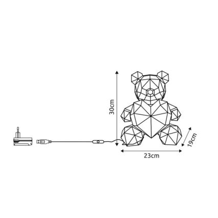 Globo - LED stoni ukras u poklon pakovanju LED/6W/5V USB medo