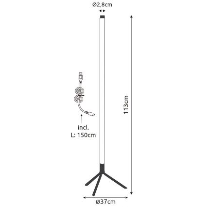 Globo - LED RGB prigušiva podna lampa LED/7W/5V + daljinski upravljač