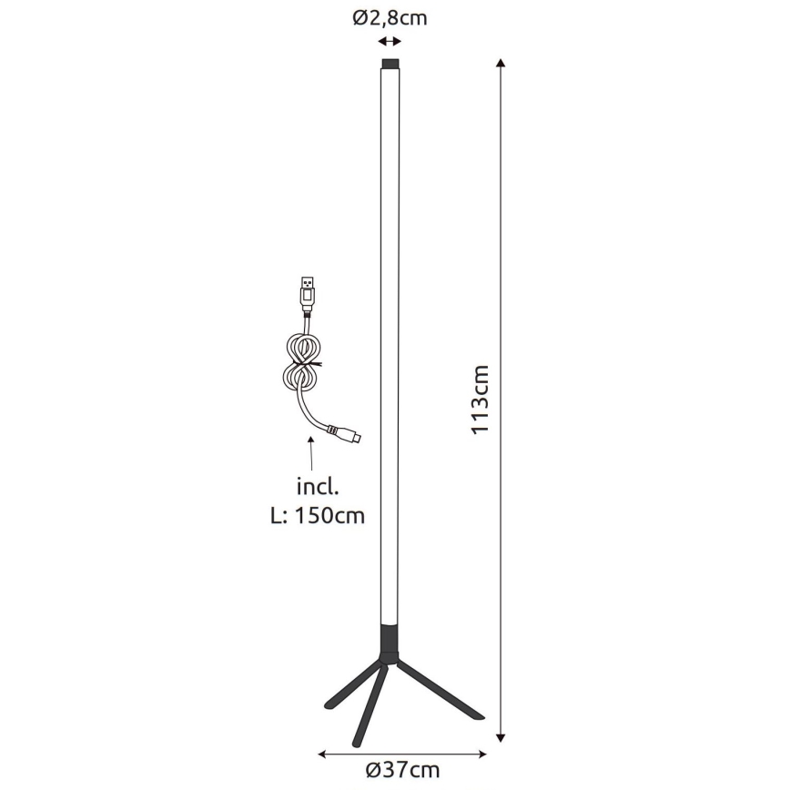 Globo - LED RGB prigušiva podna lampa LED/7W/5V + daljinski upravljač