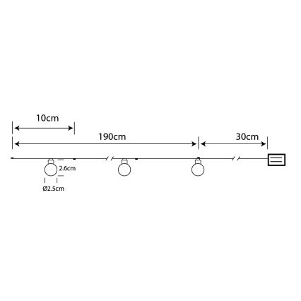 Globo - LED  niz 20xLED/2xAA 2,2m topla bela