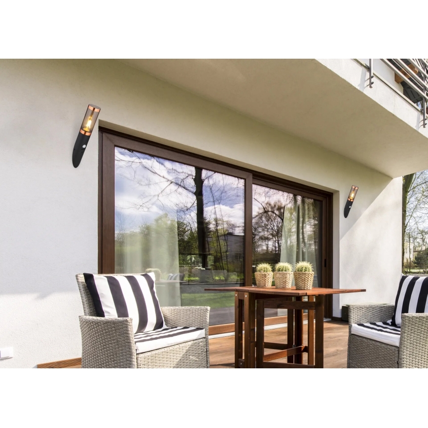 Globo - Spoljašnja zidna svetiljka sa senzorom 1xE27/15W/230V IP44 crna/bakar