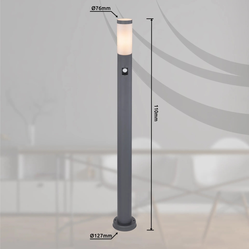 Globo - Spoljašnja lampa sa senzorom 1xE27/15W/230V IP44 110 cm antracit