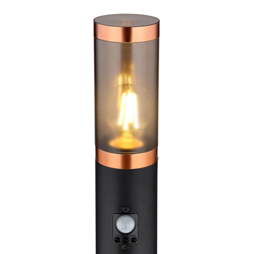 Globo - Spoljašnja lampa sa senzorom 1xE27/15W/230V IP44 110 cm crna/bakrena