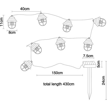 Globo - LED solarna dekorativna svetiljka 8xLED/3,2V IP44 200 mAh