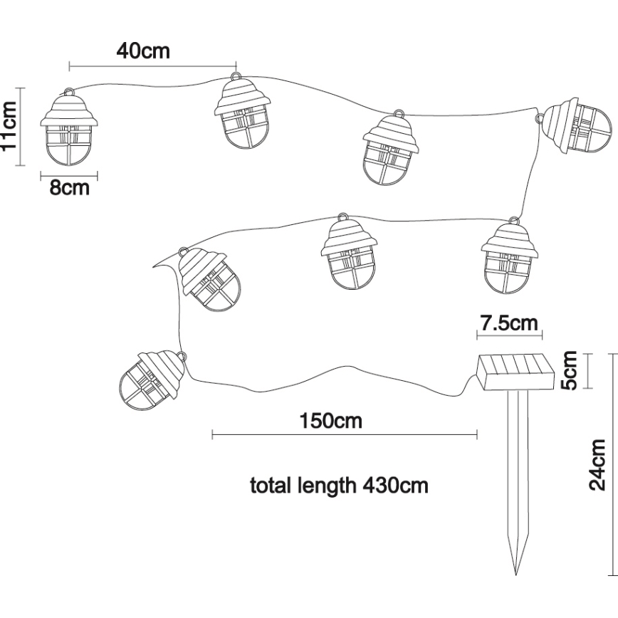 Globo - LED solarna dekorativna svetiljka 8xLED/3,2V IP44 200 mAh