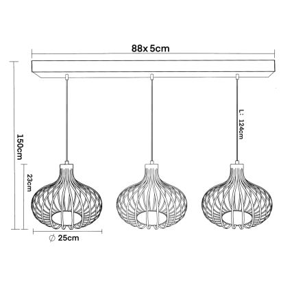 Globo - Luster na sajli 3xE27/40W/230V bež