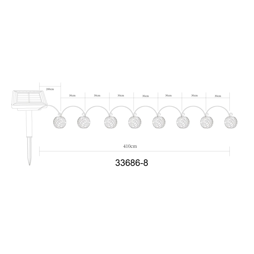 Globo - LED solarni dekorativni lanac 98xLED/0,1W/3V 410 cm IP44 600 mAh