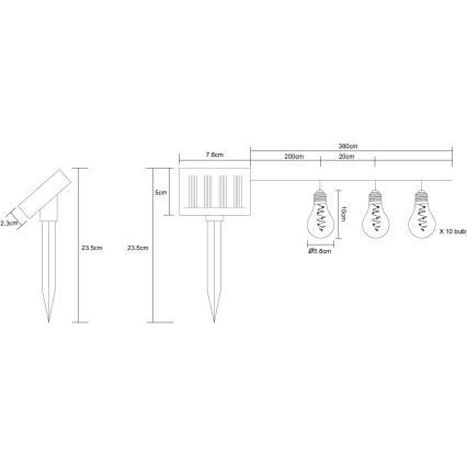 Globo - LED solarni lanac 10xLED/0,06W/3,2V 380 cm IP44 600 mAh