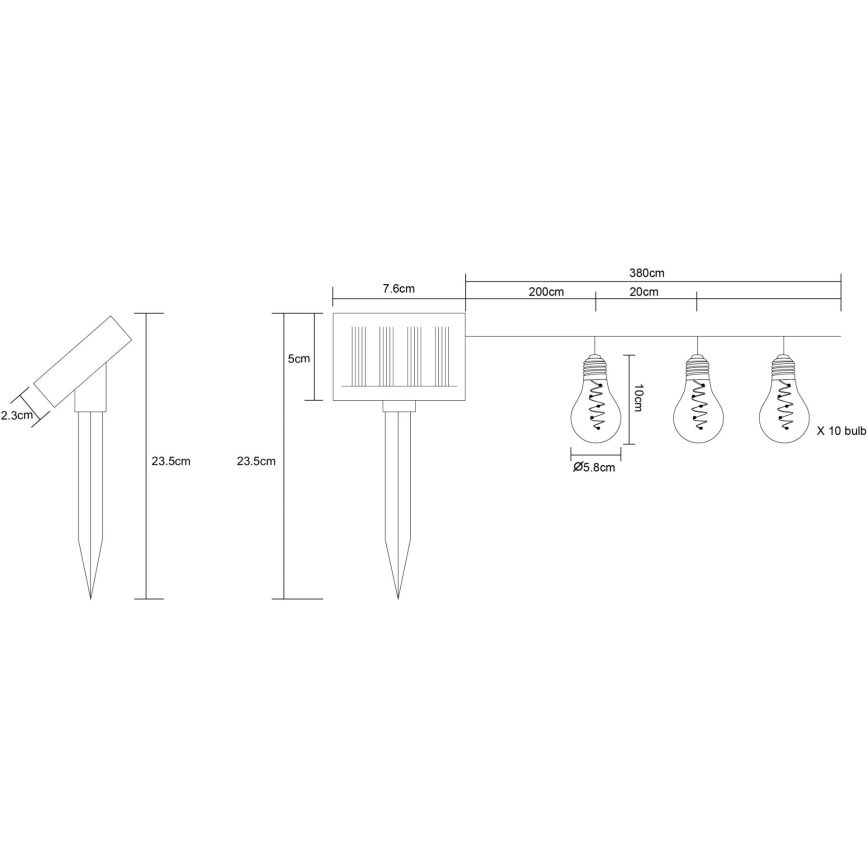 Globo - LED solarni lanac 10xLED/0,06W/3,2V 380 cm IP44 600 mAh