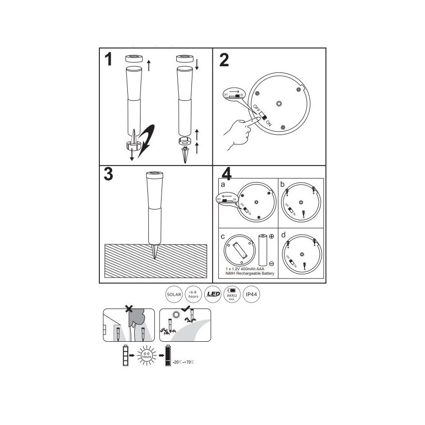 Globo - SET 2x LED solarna svetiljka LED/0,1W/3V 6000K IP44 400 mAh