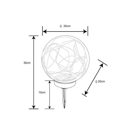 Globo - LED solarna svetiljka 30xLED/0,06W/1,2V prečnik 20 cm IP44
