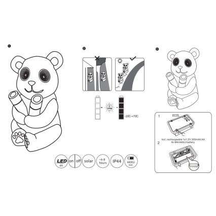 Globo - LED solarna svetiljka LED/0,12W/3V IP44 panda