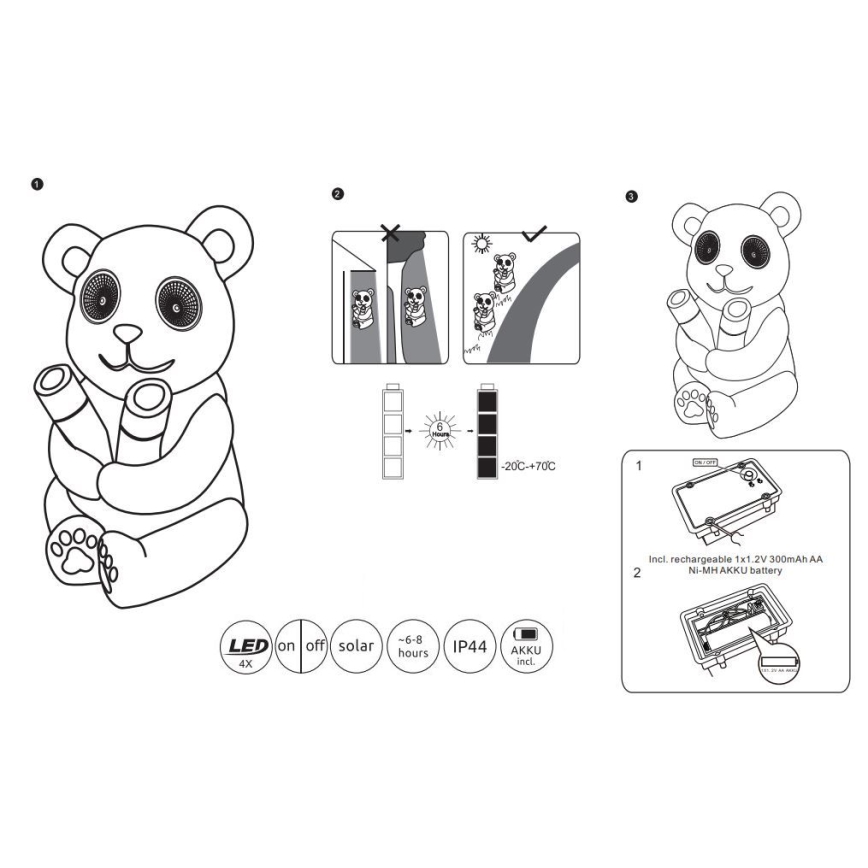Globo - LED solarna svetiljka LED/0,12W/3V IP44 panda