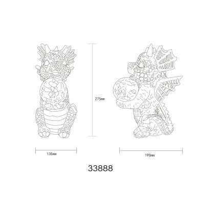 Globo - LED solarna dekoracija LED/0,02W/3V IP44 zmaj 300 mAh