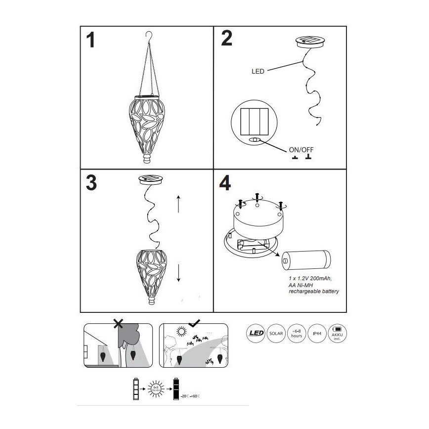 Globo - LED solarna svetiljka LED/0,9W/3,2V IP44 200 mAh prozirna