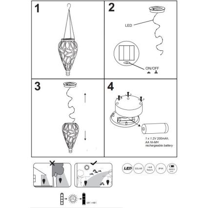 Globo - LED solarna svetiljka LED/0,9W/3,2V IP44 žuta
