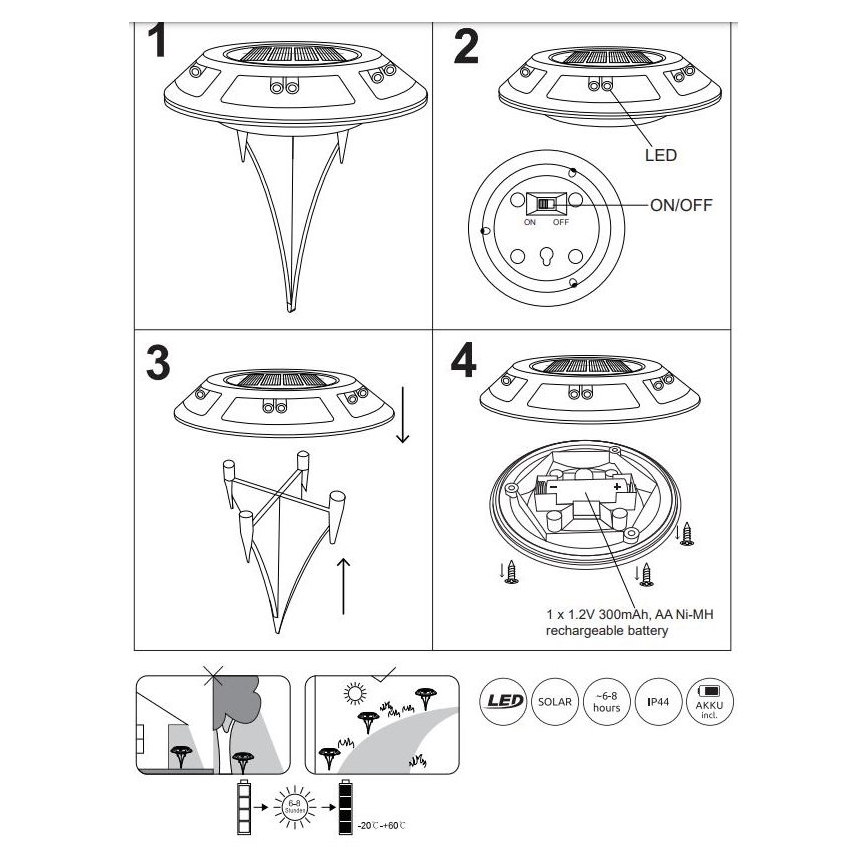 Globo - SET 2x solarne LED svetiljke LED/0,72W/3V 3200K IP44 300 mAh