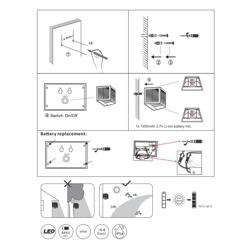 Globo - LED solarno svetlo LED/6W/3,2V 3000K IP54 1300 mAh