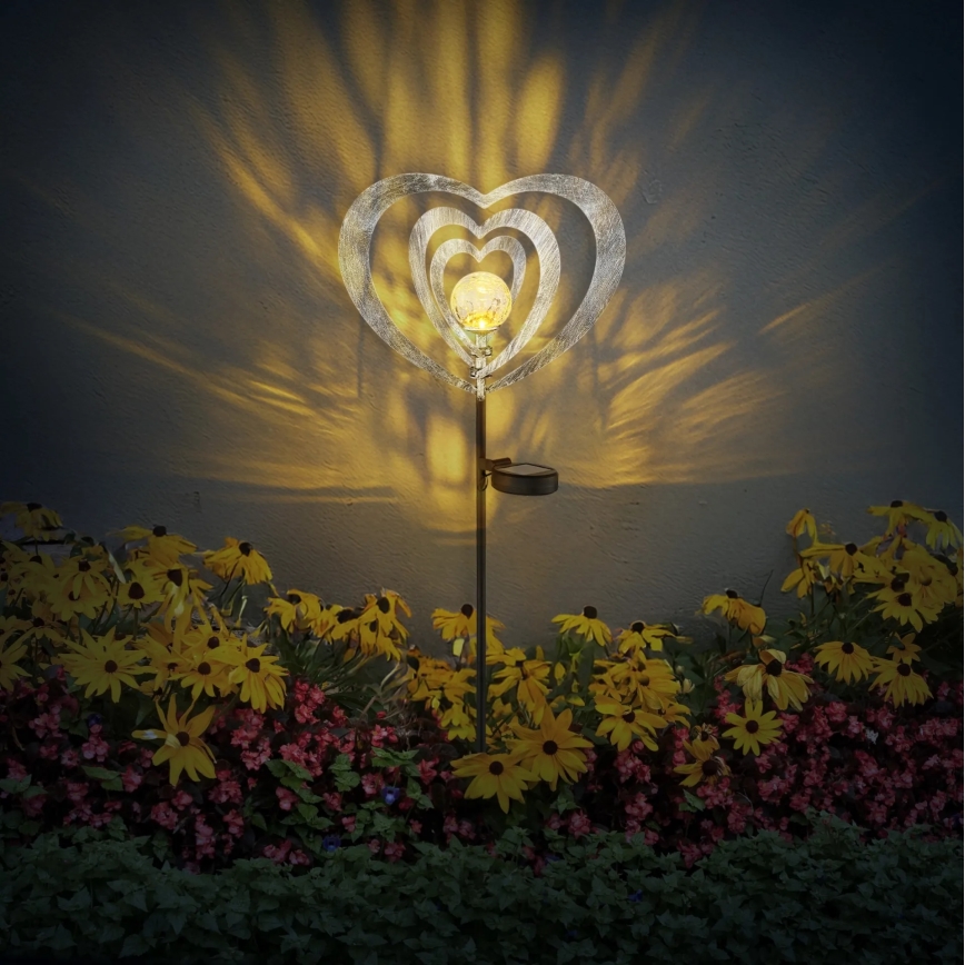 Globo - LED solarno svetlo LED/3V IP44 300 mAh, srebrno srce