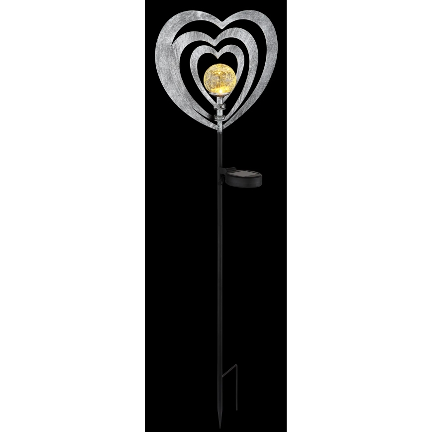 Globo - LED solarno svetlo LED/3V IP44 300 mAh, srebrno srce