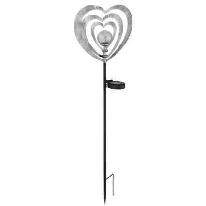 Globo - LED solarno svetlo LED/3V IP44 300 mAh, srebrno srce