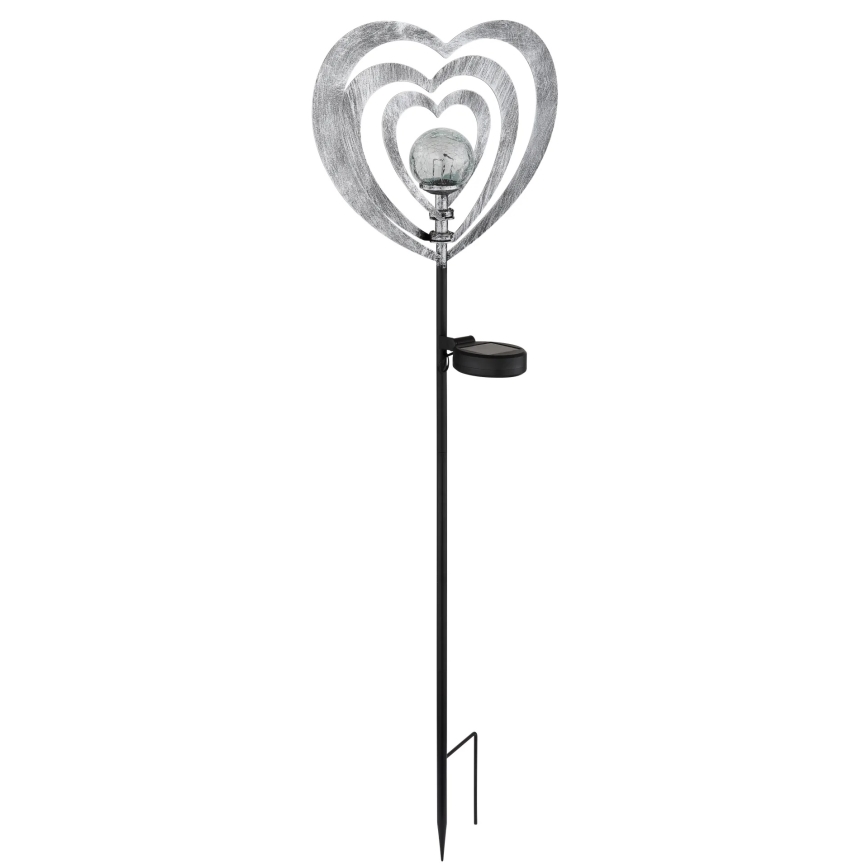 Globo - LED solarno svetlo LED/3V IP44 300 mAh, srebrno srce