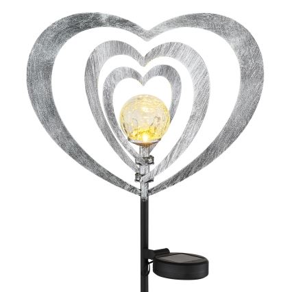 Globo - LED solarno svetlo LED/3V IP44 300 mAh, srebrno srce