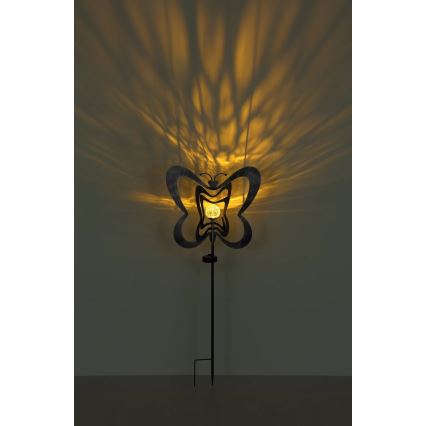 Globo - LED solarno svetlo LED/3V IP44 300 mAh srebrni leptir