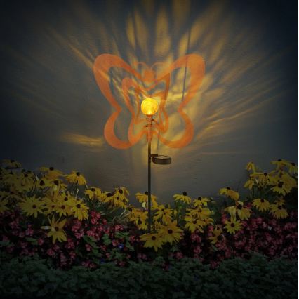 Globo - LED solarna svetiljka LED/3V IP44 300 mAh rđasti leptir