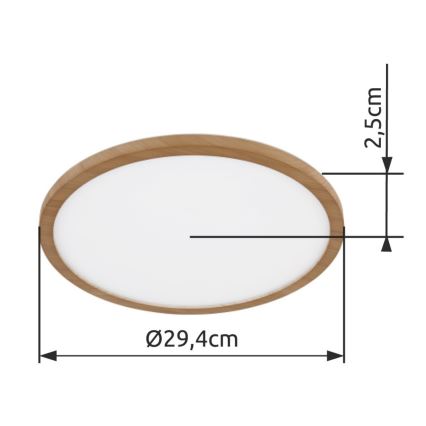 Globo - LED prigušiva stropna lampa za kupatilo LED/18W/230V prečnik 29,4 cm IP44 braon