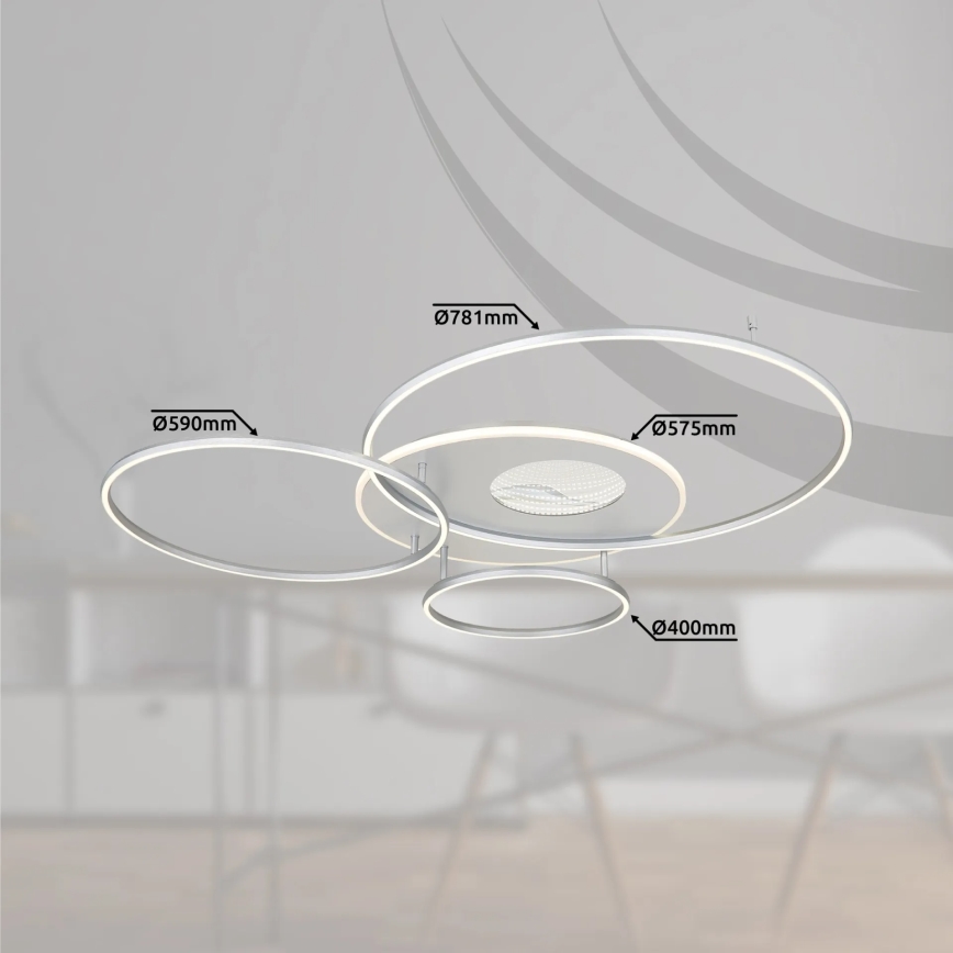 Globo - LED prigušiva plafonska svetiljka LED/70W/230V 2700-6500K Wi-Fi Tuya mat hrom + daljinski upravljač