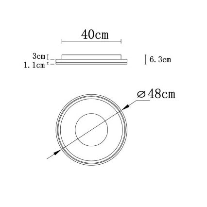Globo - prigušiva plafonska LED svetiljka LED/48W/230V 2700-6000K prečnik 48 cm + daljinsko upravljanje