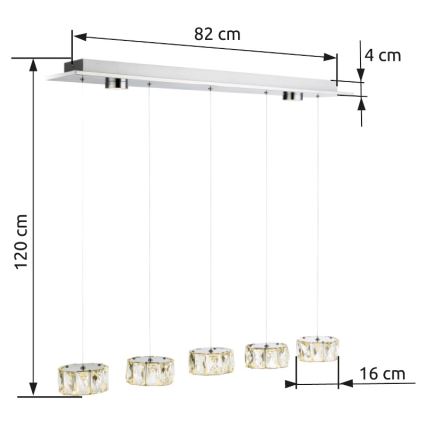 Globo - LED luster na sajli LED/52W/230V 4000K sjajni hrom/proziran
