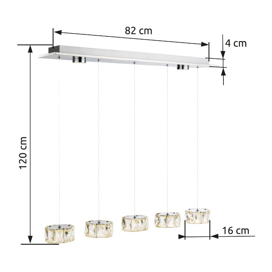 Globo - LED luster na sajli LED/52W/230V 4000K sjajni hrom/proziran