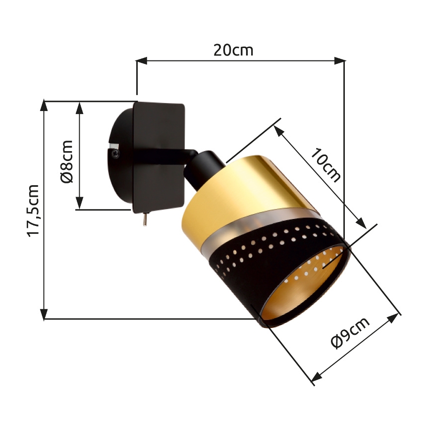 Globo - Zidno usmereno svetlo 1xE14/25W/230V crno/zlatno