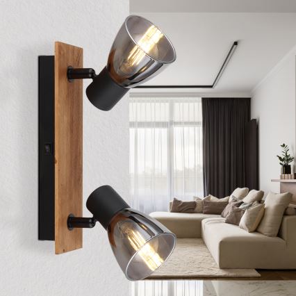Globo - Zidna spot svetiljka 2xE14/40W/230V crna/drvo