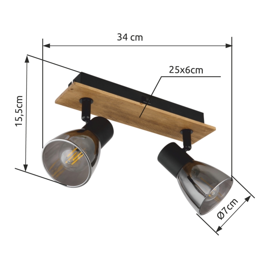 Globo - Zidna spot svetiljka 2xE14/40W/230V crna/drvo