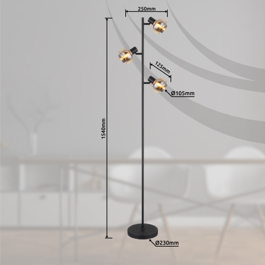 Globo - Podna lampa 3xE14/40W/230V crna