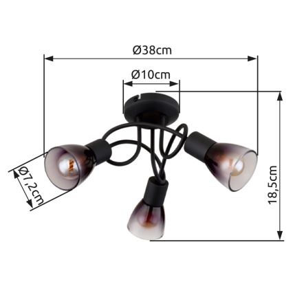 Globo - Plafonski luster 3xE14/25W/230V crni