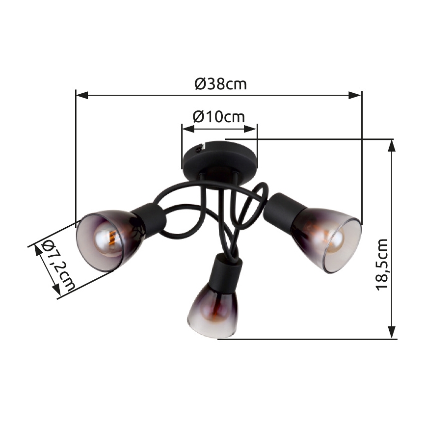 Globo - Plafonski luster 3xE14/25W/230V crni