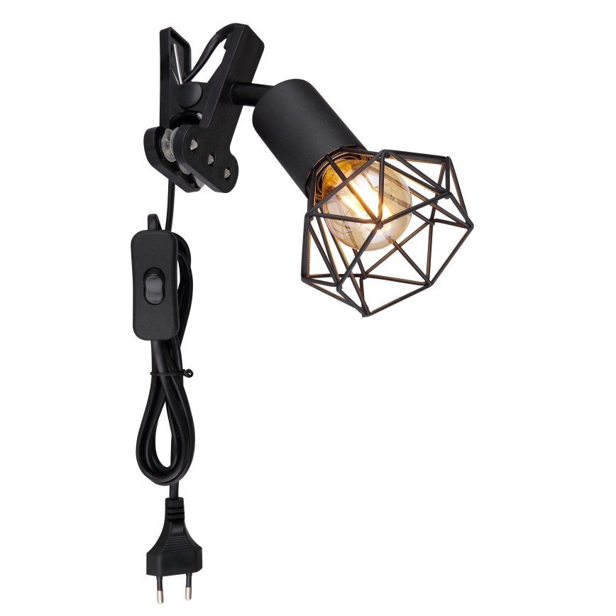 Globo - Zidna svetiljka sa stezaljkom 1xE14/40W/230V crna