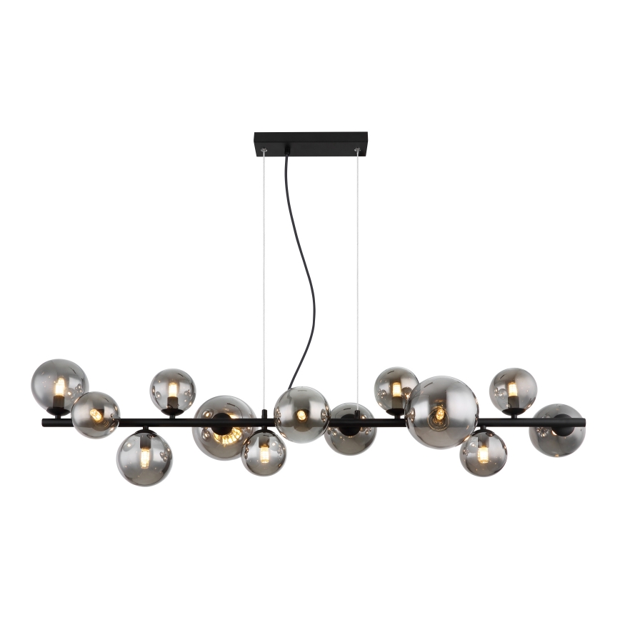 Globo - LED luster na sajli 13xG9/3,5W/230V zadimljeno staklo/crna