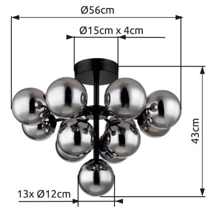 Globo - Plafonski luster 13xG9/5W/230V Ø 56 cm crna