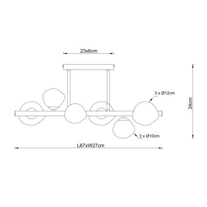 Globo - Plafonsko svetlo 6xG9/5W/230V 27x67 cm
